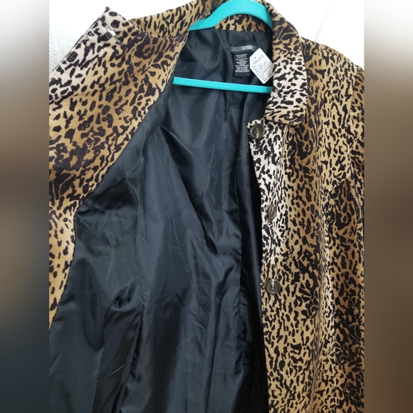 VINTAGE LEOPARD PRINT CORDUROY COAT BY CHAPTER ONE ~ SIZE 10 NWT - Picture 7 of 9